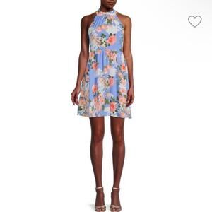Vince Camuto New Women’s Floral Fit and Flare Mini Dress Sleeveless Blue Size 8